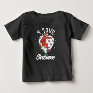 I Love Christmas Snowboarding Santa Claus Funny Baby T-Shirt