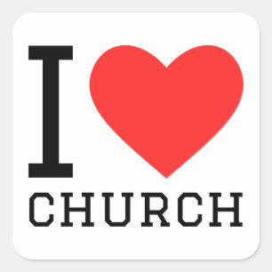 I love church square sticker