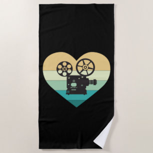 I Love Cinema Retro Movie Projector Beach Towel