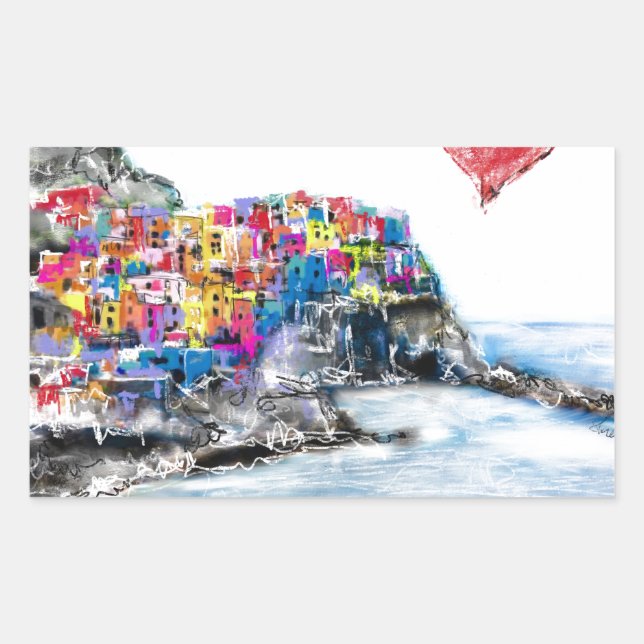 I love cinque terre rectangular sticker (Front)