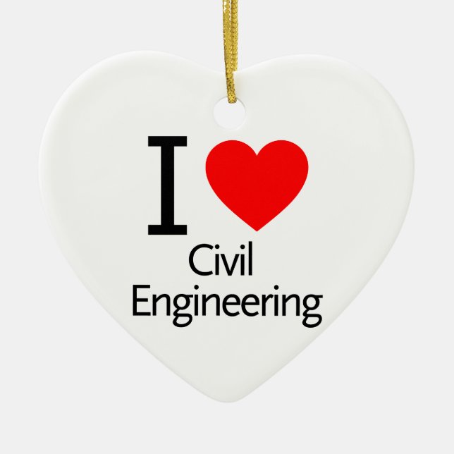 I Love Civil Engineering Ceramic Tree Decoration (Front)