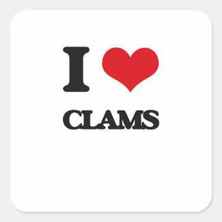 I Love Clams Square Sticker