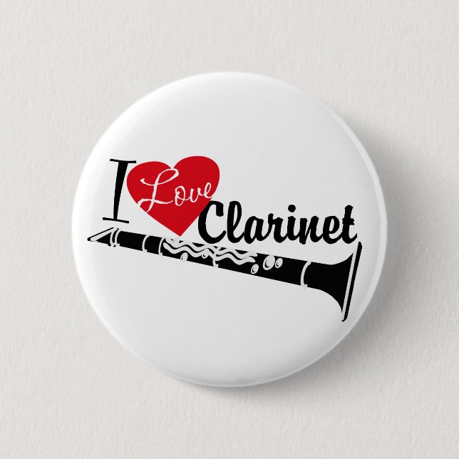 I Love Clarinet 6 Cm Round Badge (Front)