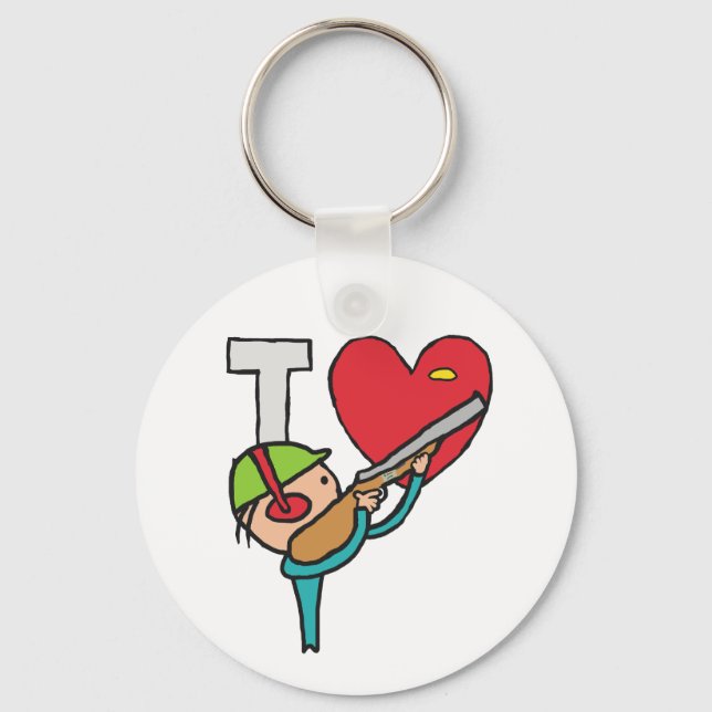 I Love Clay Pigeon Shooting Key Ring (Front)