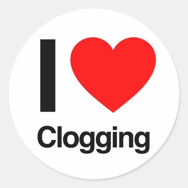 i love clogging classic round sticker (Front)