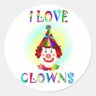 I Love Clowns Classic Round Sticker