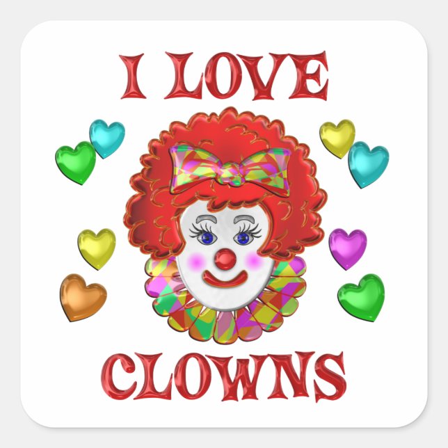 I LOVE CLOWNS SQUARE STICKER (Front)