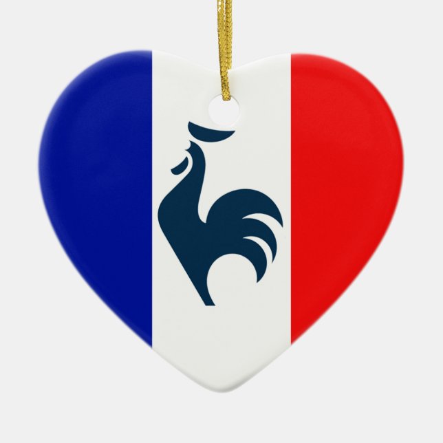 I love cock France flag Ceramic Tree Decoration (Front)