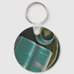 I love coffee and books key ring