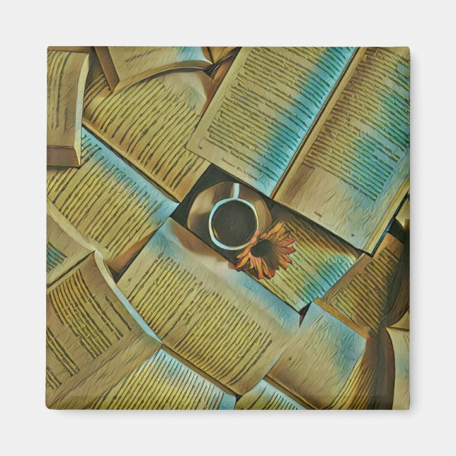 I love coffee and books magnet (Front)