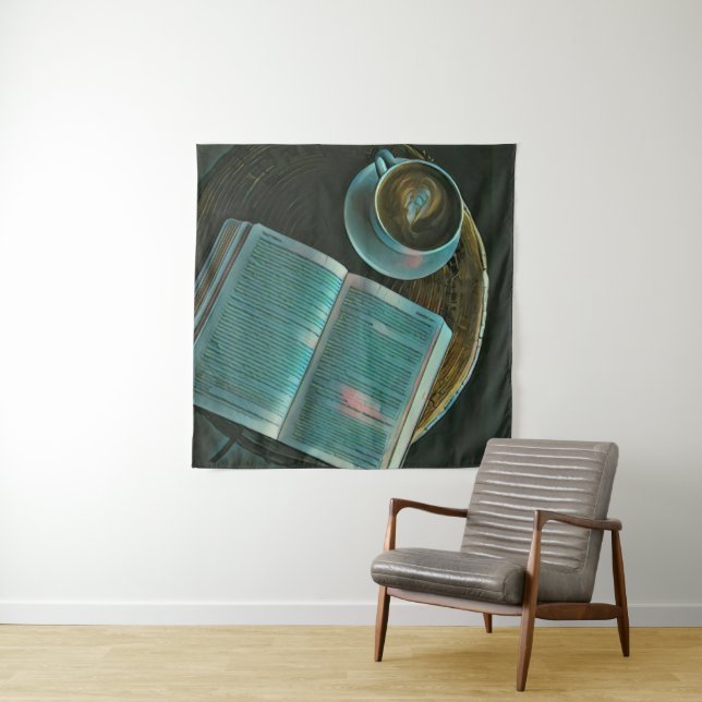 I love coffee and books tapestry (In Situ)