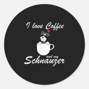 i love coffee and my schnauzer dog lovers classic round sticker