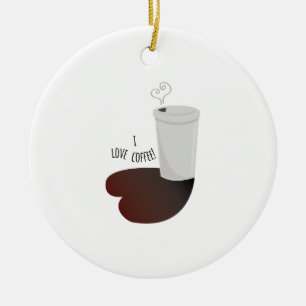 I Love Coffee Ceramic Tree Decoration