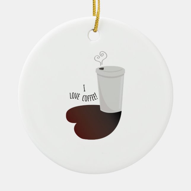 I Love Coffee Ceramic Tree Decoration (Front)