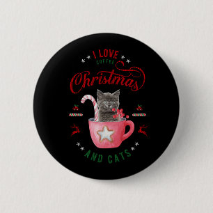 i love Coffee Christmas and Cats Joyful Greetings 6 Cm Round Badge