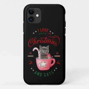 i love Coffee Christmas and Cats Joyful Greetings Case-Mate iPhone Case