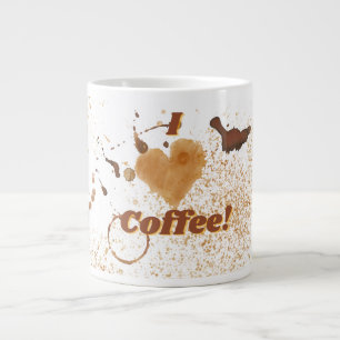 I Love Coffee, Coffee Stained Large Coffee Mug
