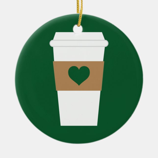 I Love Coffee Disposable Coffee Cup Ceramic Tree Decoration (Front)