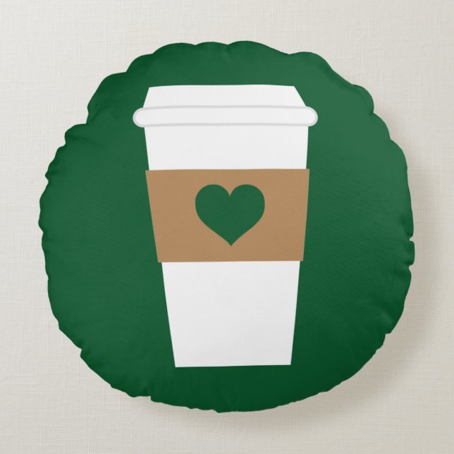 I Love Coffee Disposable Coffee Cup Round Cushion (Front)
