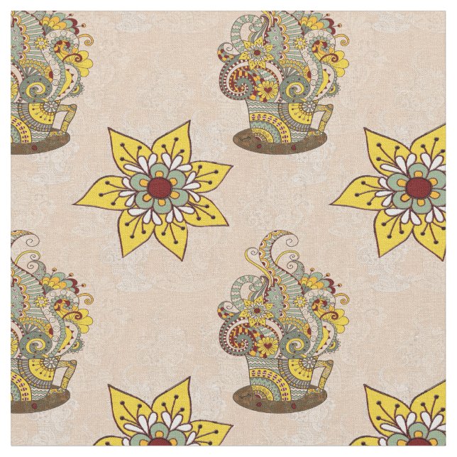 I love Coffee embroidery template Fabric (Close Up)