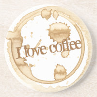 I Love Coffee Grunge Text with Coffee Stains