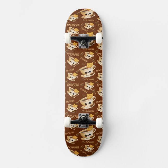 I love Coffee Pattern Skateboard (Front)