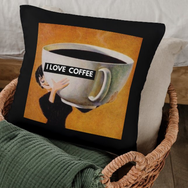 I love coffee retro cushion (Creator Uploaded)