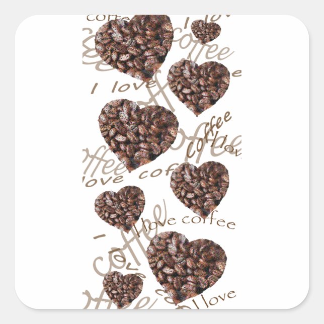 I Love Coffee!! Square Sticker (Front)