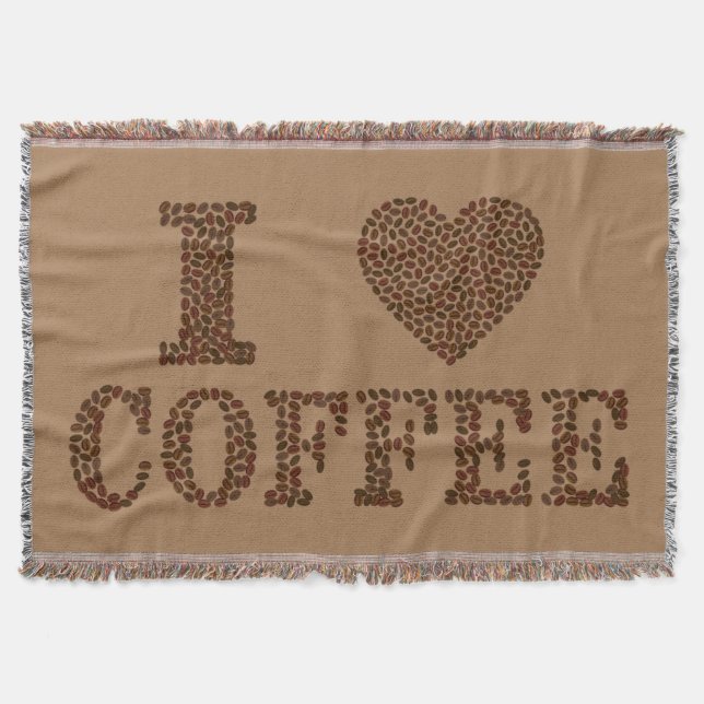 "I love coffee" throw blanket. (Front)