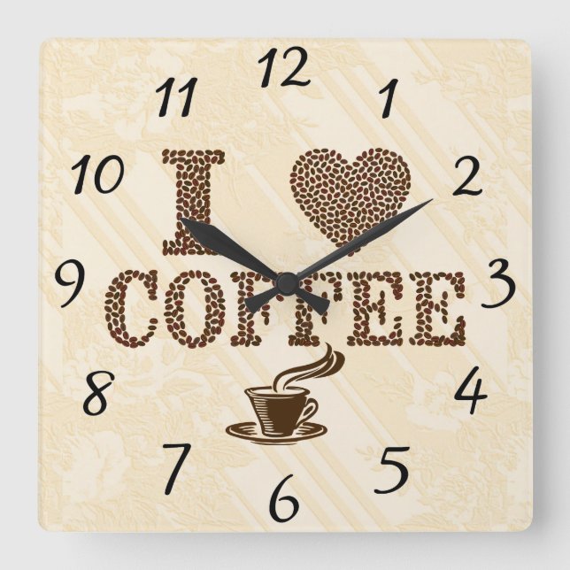 I Love Coffee Wall Clock (Front)