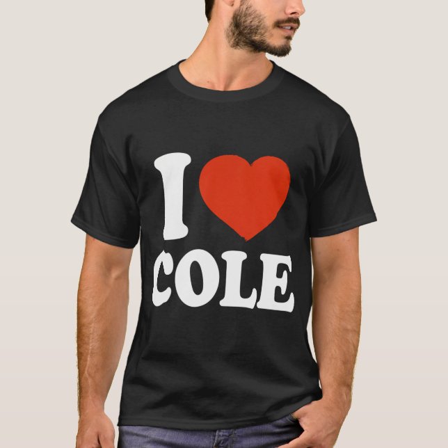 I Love Cole I Heart Cole Red Heart Valentine T-Shirt (Front)