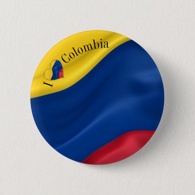 I Love Colombia Flag 6 Cm Round Badge (Front)