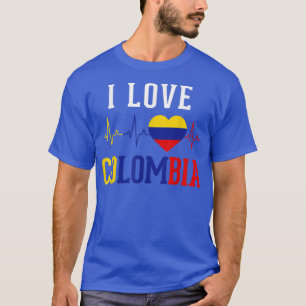 I Love Colombia Flag Camiseta Heartbeat Pride Men T-Shirt