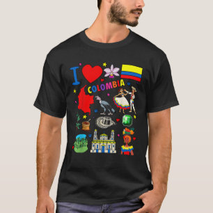 I love Colombia Hand drawn Colombian Landmarks fla T-Shirt