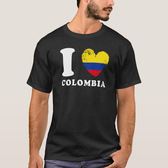I Love Colombia  Heart Flag Colombia T-Shirt (Front)