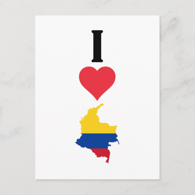 I Love Colombia Vertical I Heart Country Flag Map Postcard (Front)