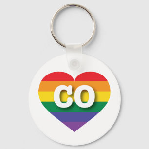 I Love Colorado Rainbow Heart Key Ring
