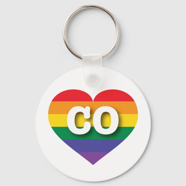 I Love Colorado Rainbow Heart Key Ring (Front)