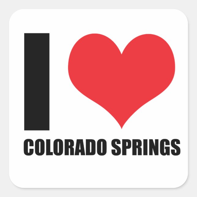 I love Colorado Springs Square Sticker (Front)