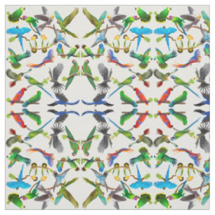 I Love Colourful Parrots Fabric