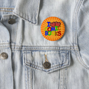 I Love Comic Books 6 Cm Round Badge