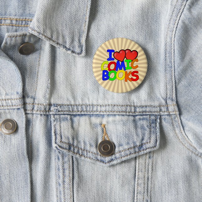 I Love Comic Books 6 Cm Round Badge (In Situ)