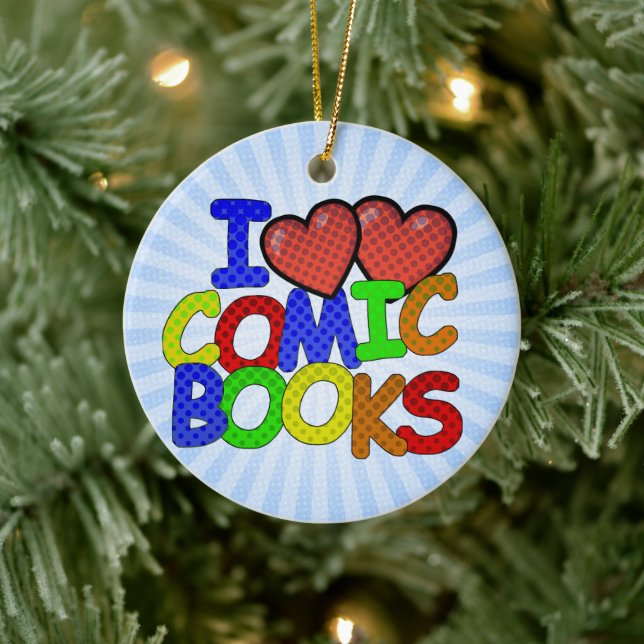 I Love Comic Books Ceramic Tree Decoration (Tree)