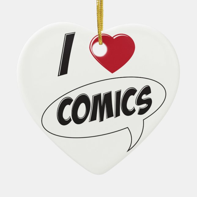I Love Comics! *Heart* Ceramic Tree Decoration (Front)