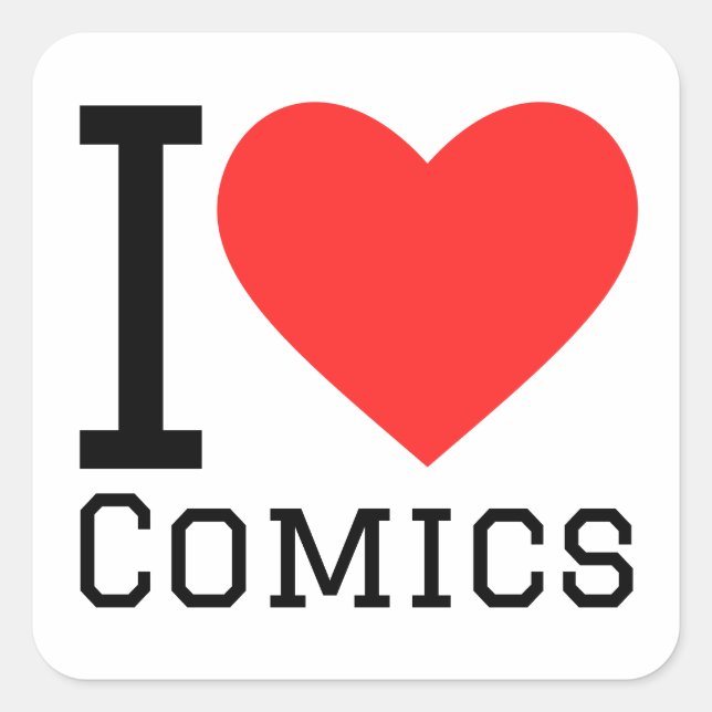 I love comics square sticker (Front)