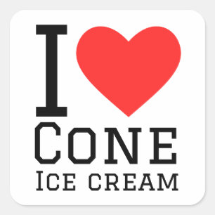 I love cone ice cream square sticker
