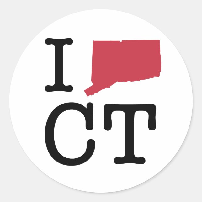 I Love Connecticut Classic Round Sticker (Front)