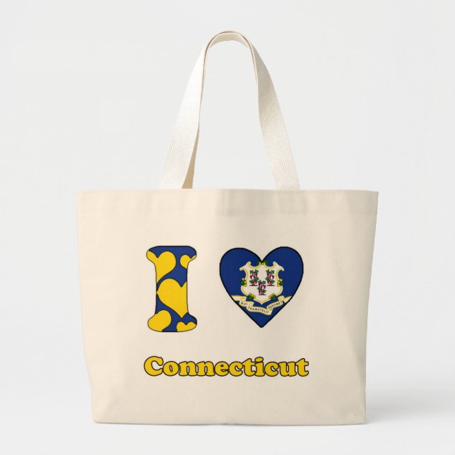 I love Connecticut Large Tote Bag (Front)