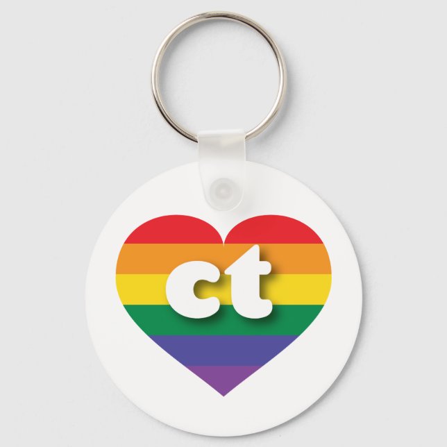 I Love Connecticut Rainbow Heart Key Ring (Front)