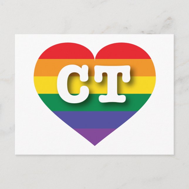 I Love Connecticut Rainbow Heart Postcard (Front)